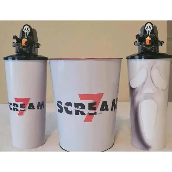 Scream 7 Ghostface Collectable Popcorn Lite Up Bucket 2 Cups With Popcorn Tin - Picture 7 of 9